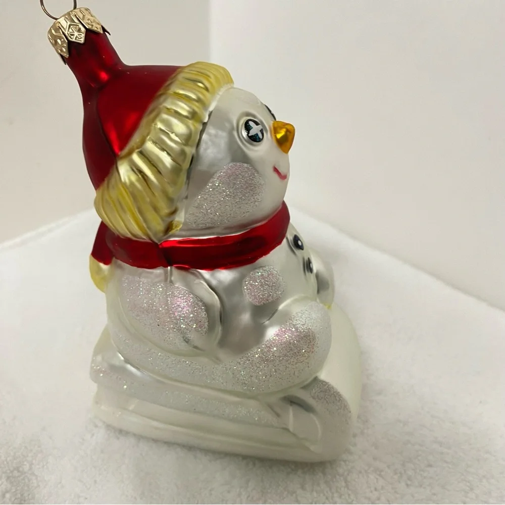 Department 56 Vintage Festive Snowman Sledding Christmas Ornament Whimsical